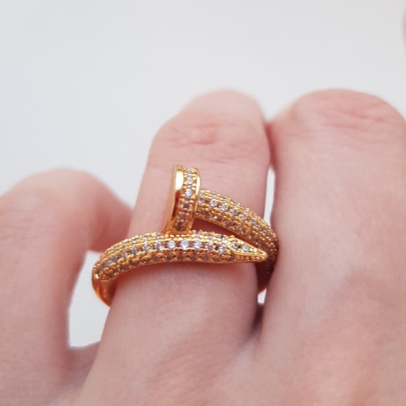 Jewelry - Nail Ring. CZ Wrap ring.